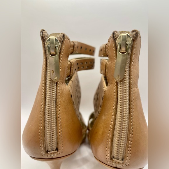 Sam Edelman Nude Buff Laser Cutouts Caged Open Toe Pumps Sz 8.5 Wedding Party - Picture 6 of 12